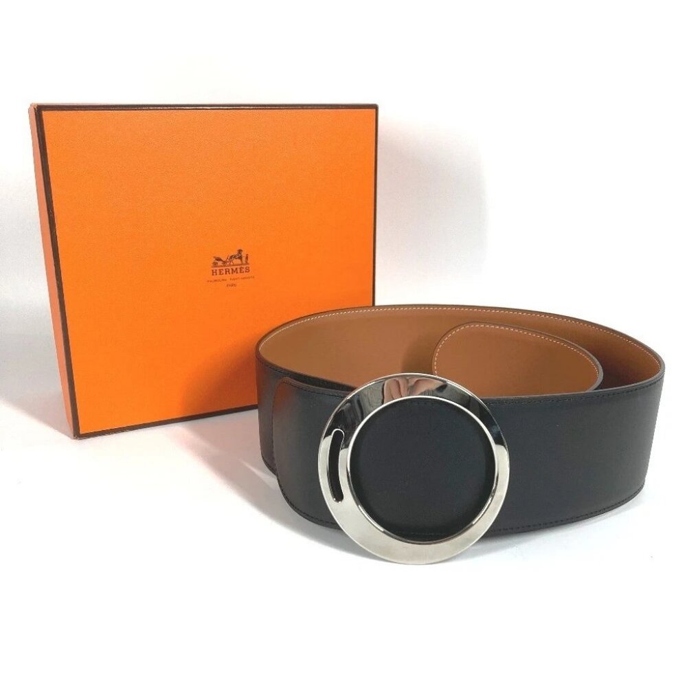 HERMES Thick belt Accessories Buckle Belt belt Leather Black/SilverHardware - Picture 10 of 10